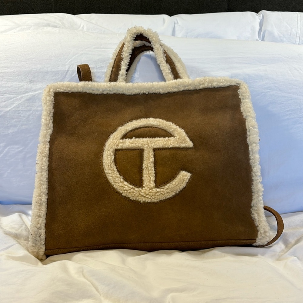 UGG x TELFAR chestnut suede shearling medium shopper